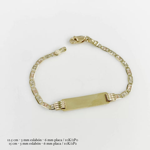 ESCLAVA PARA NIÑO / JUVENIL - ESTILO GUCHI FLORENTINO - 15 CM X 3 MM - ORO 10K