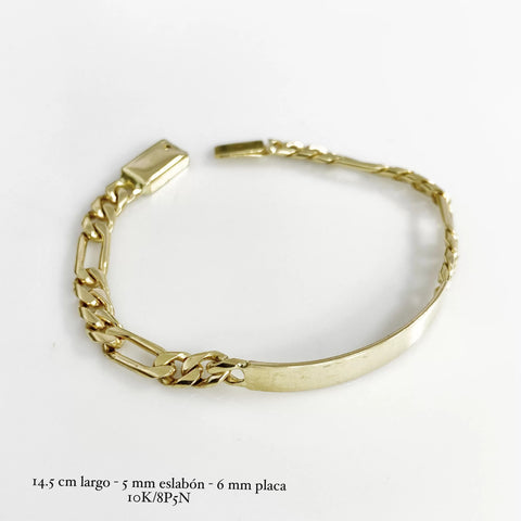 ESCLAVA PARA BEBÉ / NIÑO - ESTILO FIGARO CART - 14 CM X 5 MM - ORO 10K