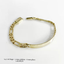 ESCLAVA PARA BEBÉ / NIÑO - ESTILO FIGARO CART - 14 CM X 5 MM - ORO 10K