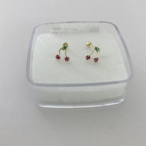 BROQUEL CEREZA ZIRCONIAS - ORO 10K