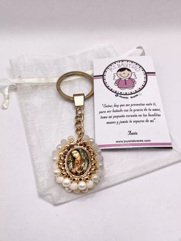 LLAVERO VIRGEN GUADALUPE BORDADO CRISTAL