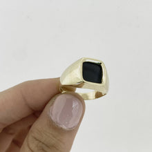 ANILLO CUADRO TIPO ÓNIX SINTETICA - ORO 10K