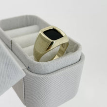 ANILLO CUADRO TIPO ÓNIX SINTETICA - ORO 10K