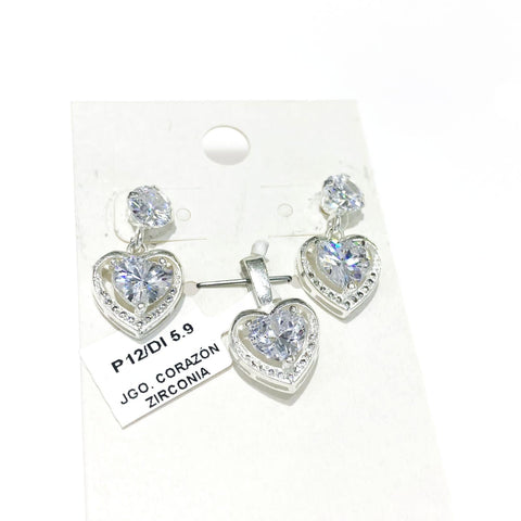 SET CORAZÓN ZIRCONIA BLANCO