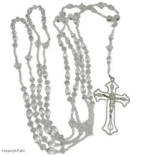 LAZO PLATEADO - CRISTAL GOTAS CON CRISTO HUECO