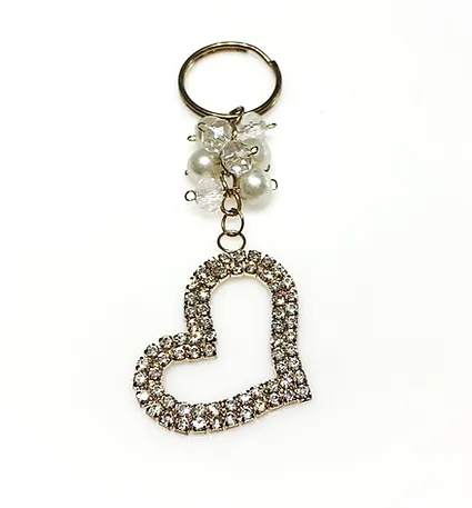 LLAVERO CORAZON PIEDRITAS - RECUERDOS PARA BODA / 15 AÑOS
