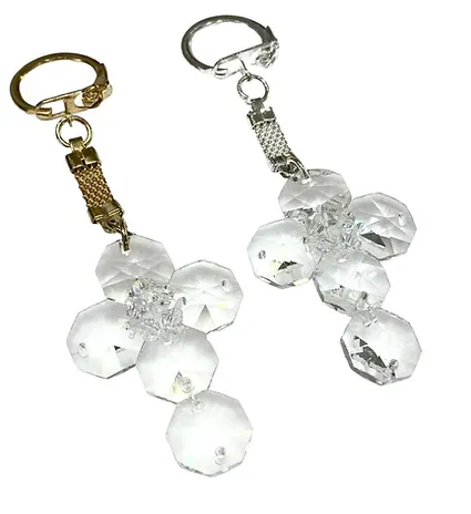 LLAVERO CRUZ CRISTAL OCTAGONAL