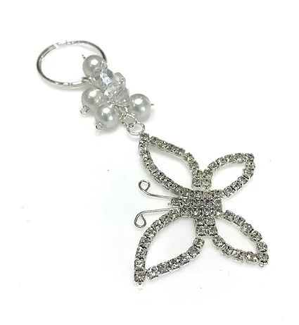 LLAVERO MARIPOSA PIEDRITAS PLATEADO - RECUERDOS PARA 15 AÑOS