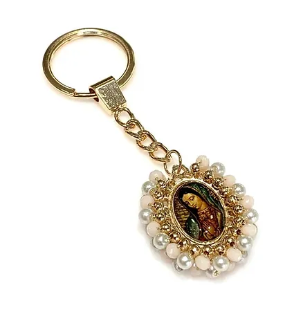 LLAVERO VIRGEN GUADALUPE BORDADO CON CRISTALITOS