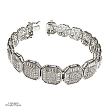 PULSO CUADROS BAGUETTE ZIRCONIA ITALY 22 cm - PLATA .925