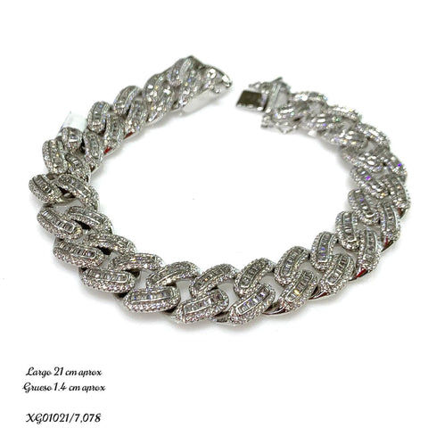PULSO BARBADO CON ZIRCONIAS BAGUETTES ITALY