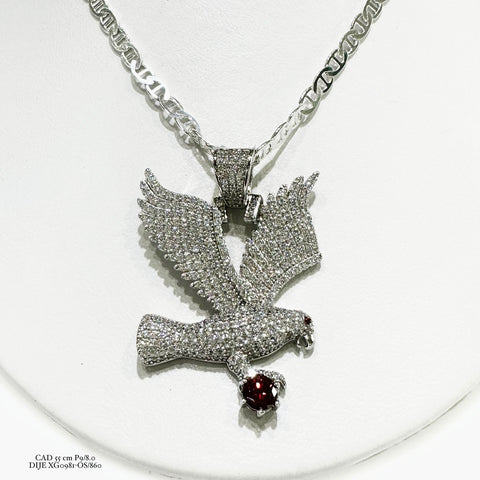 DIJE AGUILA ZIRCONIA GUINDA - PLATA .925