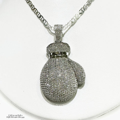 DIJE GUANTE DE BOX ZIRCONIA - PLATA .925