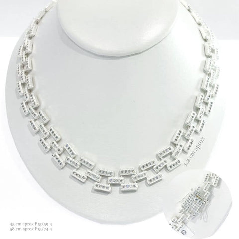 CADENA PIEDRA ZIRCONIA TIPO HEBILLA CUADRO - PLATA .925