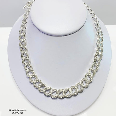 CADENA PIEDRA ZIRCONIA REDONDEADA - PLATA .925