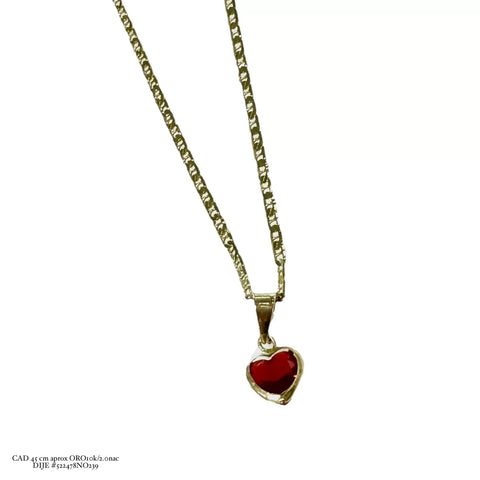 GARGANTILLA CORAZÓN ZIRCONIA - ROJO
