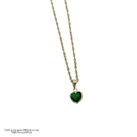 GARGANTILLA CORAZÓN COLORES OBSCUROS - VERDE