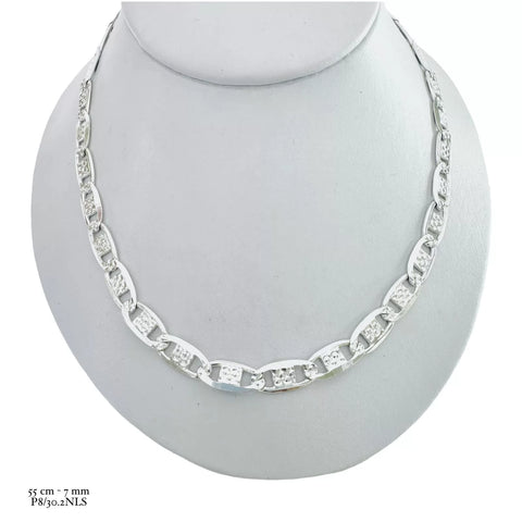 CADENA GUCC. PUNTEADA  7 mm - 55 CM - PLATA .925