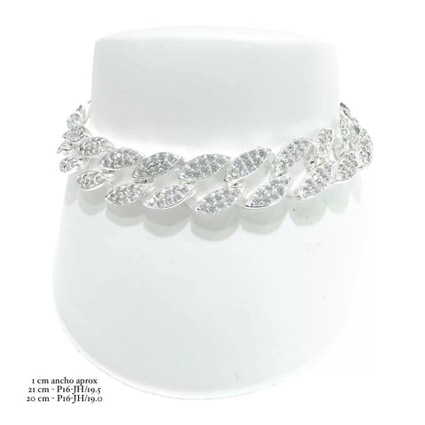 PULSO CON PIEDRA ZIRCONIA LIGERO - 1 cm - PLATA .925