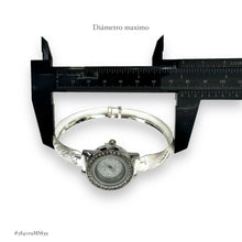 RELOJ TIPO ARO AJUSTABLE CARATULA BLANCA C/ PIEDRA PARA DAMA- PLATA .925
