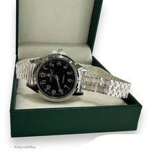 RELOJ EXTENSIBLE PETATILLO CARATULA NEGRA PARA DAMA - PLATA .925