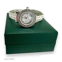 RELOJ EXTENSIBLE PETATILLO CARATULA BLANCA C/ PIEDRA PARA DAMA - PLATA .925