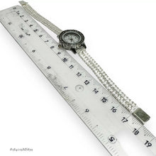 RELOJ EXTENSIBLE PETATILLO CARATULA BLANCA C/ PIEDRA PARA DAMA - PLATA .925