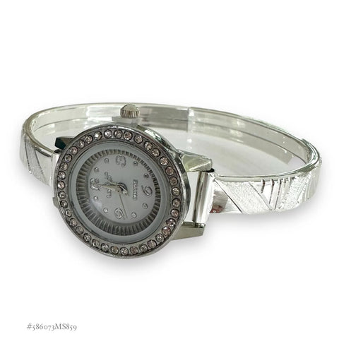 RELOJ ARO CON BROCHE PARA DAMA GRABADO LÍNEAS - PLATA .925