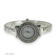 RELOJ ARO CON BROCHE PARA DAMA GRABADO HOJAS - PLATA .925