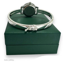 RELOJ ARO CON BROCHE PARA DAMA GRABADO HOJAS - PLATA .925