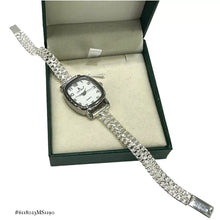 RELOJ ESLABÓN CUBANO CARATULA CUADRO PARA DAMA - PLATA .925