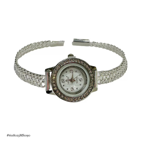 RELOJ ESLABÓN CUBANO CARATULA C/PIEDRA PARA DAMA - PLATA .925