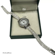 RELOJ ESLABÓN CUBANO CARATULA C/PIEDRA PARA DAMA - PLATA .925