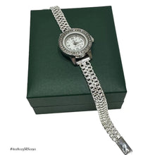 RELOJ ESLABÓN CUBANO CARATULA C/PIEDRA PARA DAMA - PLATA .925