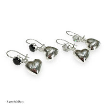 ARETE GANCHO COLGANTE CORAZÒN GLOBO - PLATA .925 - BLANCO