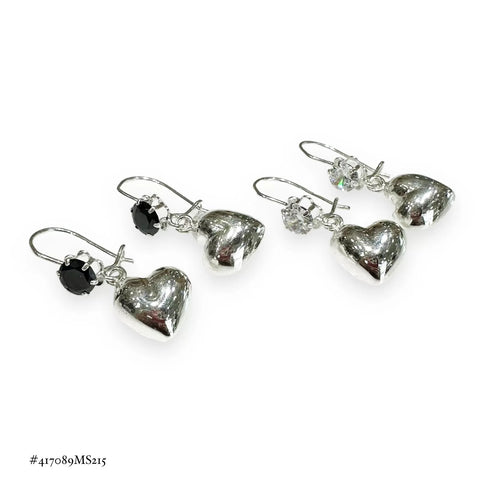 ARETE GANCHO COLGANTE CORAZÒN GLOBO - PLATA .925