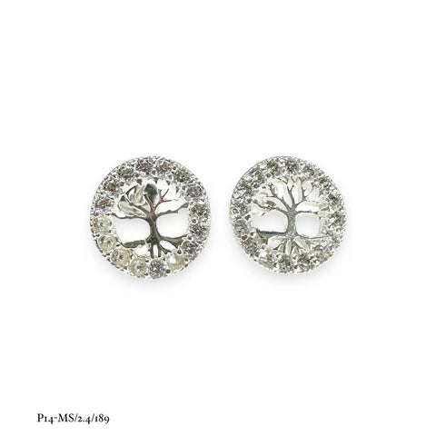 ARETE ÁRBOL DE LA VIDA CON ZIRCONIA - PLATA .925