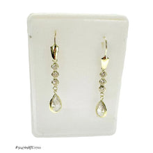 ARETE GANCHO CON 3 ZIRCONIAS Y GOTA CRISTAL - ORO 10K