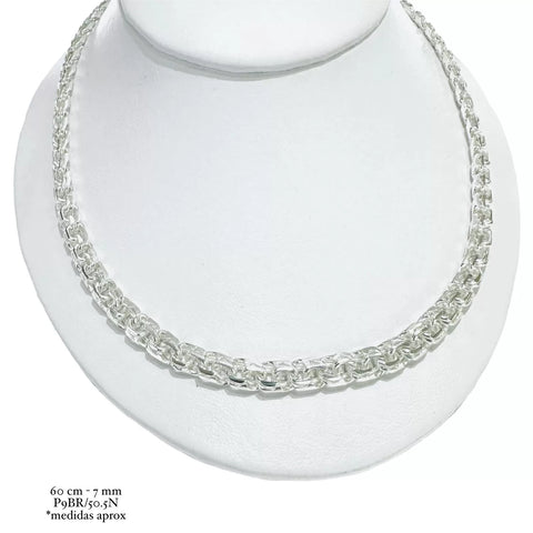 CADENA ESLABÓN CHINO 7 mm - 60 cm H. MANO - PLATA .925