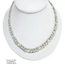 CADENA FÍGARO CART 3X1 - 7.5 mm - 60 cm H. MANO - PLATA .925