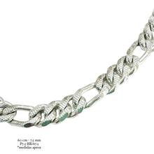 CADENA FÍGARO CART 3X1 - 7.5 mm - 60 cm H. MANO - PLATA .925