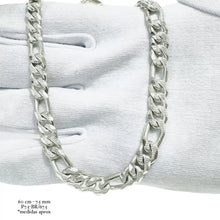 CADENA FÍGARO CART 3X1 - 7.5 mm - 60 cm H. MANO - PLATA .925