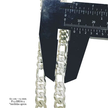 CADENA FÍGARO CART 3X1 - 7.5 mm - 60 cm H. MANO - PLATA .925
