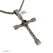 DIJE CRUZ BALI CON ZIRCONIA CENTRAL PAVONADA - PLATA .925 - GUINDA