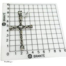 DIJE CRUZ BALI CON ZIRCONIA CENTRAL PAVONADA - PLATA .925 - BLANCO