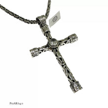 DIJE CRUZ BALI CON ZIRCONIA CENTRAL PAVONADA - PLATA .925