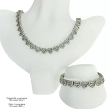 SET CADENA Y PULSERA CORAZONES ZIRCONIA - PLATA .925