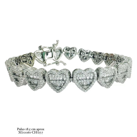 PULSO CORAZONES ZIRCONIA - PLATA .925