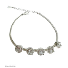 PULSERA 5 ZIRCONIAS CON CONTORNO - PLATA .925