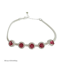 PULSERA 5 ZIRCONIAS CON CONTORNO - PLATA .925 - GUINDA